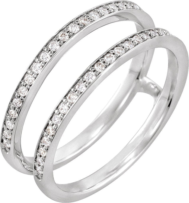 14K Gold Round Lab-Grown Diamond Ring Guard – 1mm Stones - White Gold
