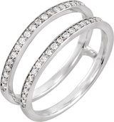 14K Gold Round Natural Diamond Ring Guard – 1mm Stones - White Gold