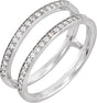 14K Gold Round Natural Diamond Ring Guard – 1mm Stones - White Gold