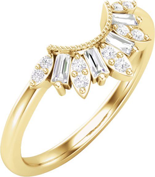18K Gold Straight Baguette Natural Diamond Contour Band