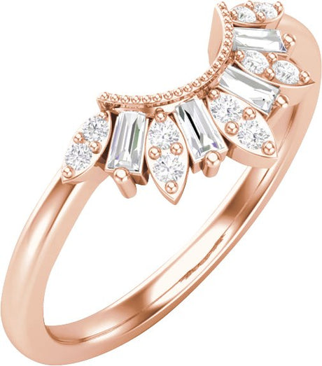 14K Gold Straight Baguette Natural Diamond Contour Band – 2.6x1.3mm - Rose Gold