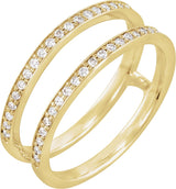 14K Gold Round Natural Diamond Ring Guard – 1mm Stones - Yellow Gold