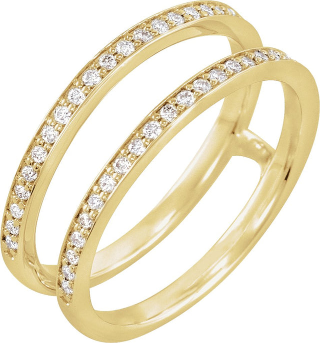 14K Gold Round Natural Diamond Ring Guard – 1mm Stones - Yellow Gold