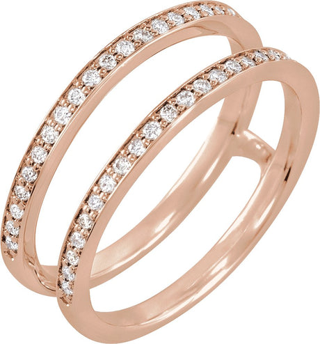 14K Gold Round Lab-Grown Diamond Ring Guard – 1mm Stones - Rose Gold