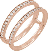 14K Gold Round Natural Diamond Ring Guard – 1mm Stones - Rose Gold