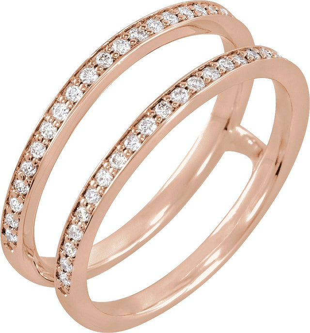 14K Gold Round Natural Diamond Ring Guard – 1mm Stones - Rose Gold