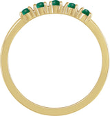 14K Gold Natural Emerald Cabochon Stackable Ring - Yellow Gold - view 6