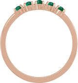14K Gold Natural Emerald Cabochon Stackable Ring - Rose Gold - view 6