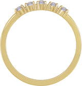 14K Gold Natural Rainbow Moonstone Cabochon Stackable Ring - Yellow Gold - view 6