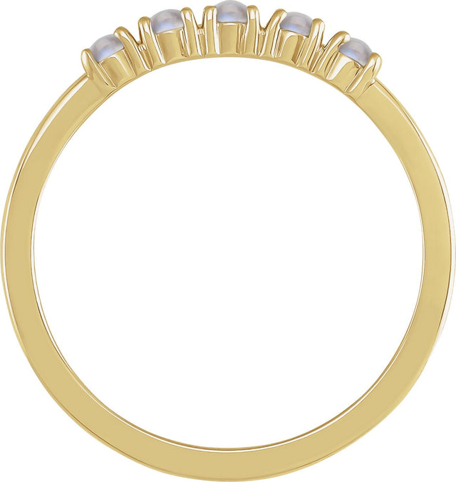 14K Gold Natural Rainbow Moonstone Cabochon Stackable Ring - Yellow Gold - view 6