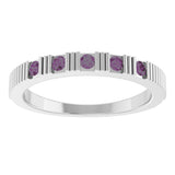 Platinum Round Natural Alexandrite Birthstone Stackable Ring - view 8
