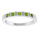 Platinum Round Natural Peridot Birthstone Stackable Ring - view 8