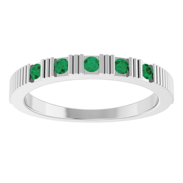 14K Gold Round Lab-Grown Emerald Birthstone Stackable Ring – 2mm Stones - White Gold - view 8