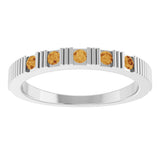 Platinum Round Natural Citrine Birthstone Stackable Ring - view 8