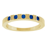 14K Gold Round Natural Blue Sapphire Birthstone Stackable Ring – 2mm Stones - Yellow Gold - view 8