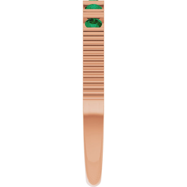 14K Gold Round Natural Emerald Birthstone Stackable Ring – 2mm Stones - Rose Gold - view 9