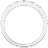 Platinum Round Natural White Sapphire Birthstone Stackable Ring - view 7