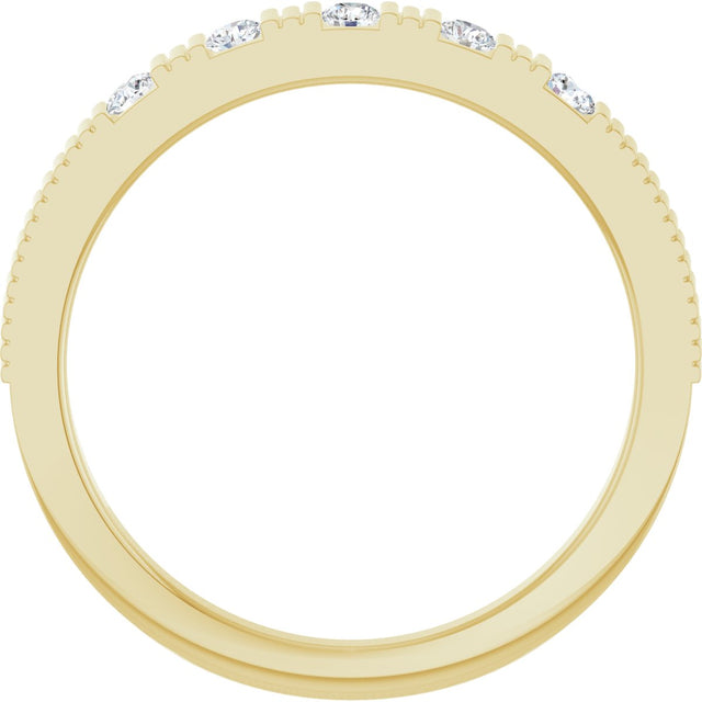 14K Gold Round Natural White Sapphire Birthstone Stackable Ring - Yellow Gold - view 7