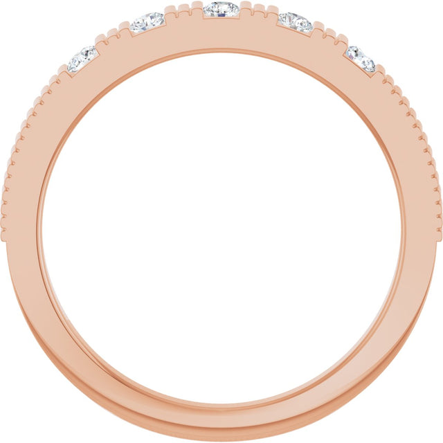 14K Gold Round Natural White Sapphire Birthstone Stackable Ring - Rose Gold - view 7