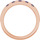 14K Gold Round Lab-Grown Alexandrite Birthstone Stackable Ring - Rose Gold - view 7