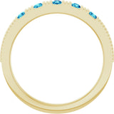 14K Gold Round Natural Blue Zircon Birthstone Stackable Ring - Yellow Gold - view 7