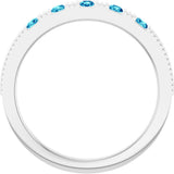 Platinum Round Natural Blue Zircon Birthstone Stackable Ring - view 7