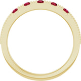 14K Gold Round Lab-Grown Ruby Birthstone Stackable Ring – 2mm Stones - Yellow Gold - view 7