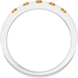 Platinum Round Natural Citrine Birthstone Stackable Ring - view 7