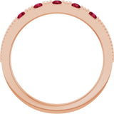 14K Gold Round Lab-Grown Ruby Birthstone Stackable Ring – 2mm Stones - Rose Gold - view 7