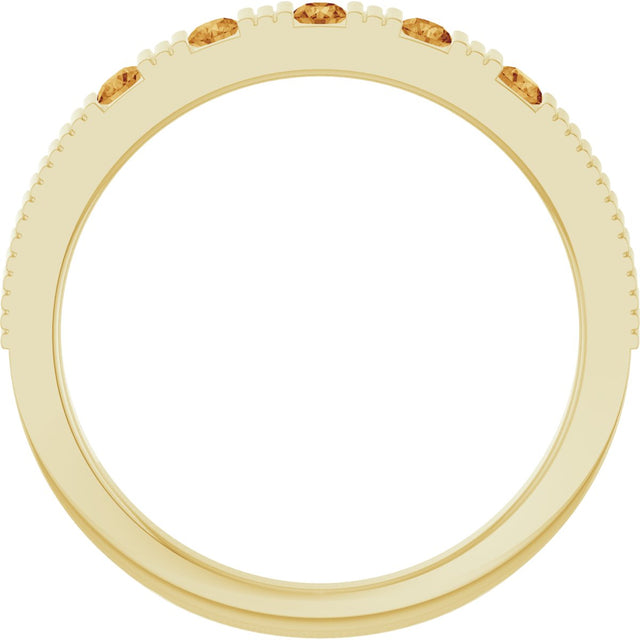 14K Gold Round Natural Citrine Birthstone Stackable Ring – 2mm Stones - Yellow Gold - view 7