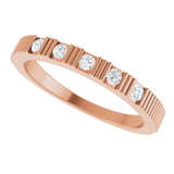 14K Gold Round Natural White Sapphire Birthstone Stackable Ring - Rose Gold - view 10