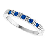 14K Gold Round Natural Blue Sapphire Birthstone Stackable Ring – 2mm Stones - White Gold - view 10
