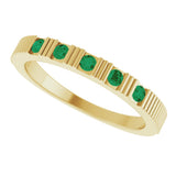 14K Gold Round Lab-Grown Emerald Birthstone Stackable Ring – 2mm Stones - Yellow Gold - view 10