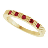 14K Gold Round Lab-Grown Ruby Birthstone Stackable Ring – 2mm Stones - Yellow Gold - view 10