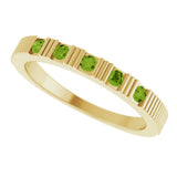 14K Gold Round Natural Peridot Birthstone Stackable Ring – 2mm Stones - Yellow Gold - view 10