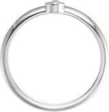 Platinum Round Natural White Opal Bezel-Set Stackable Ring - view 6