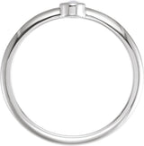 Platinum Round Natural Rainbow Moonstone Bezel-Set Stackable Ring - view 6