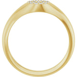 14K Gold Round Natural Diamond Cluster Signet Ring - Yellow Gold - view 7