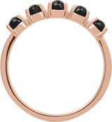 14K Gold Natural Black Onyx Cabochon Stackable Ring – 3 mm Round - Rose Gold - view 10