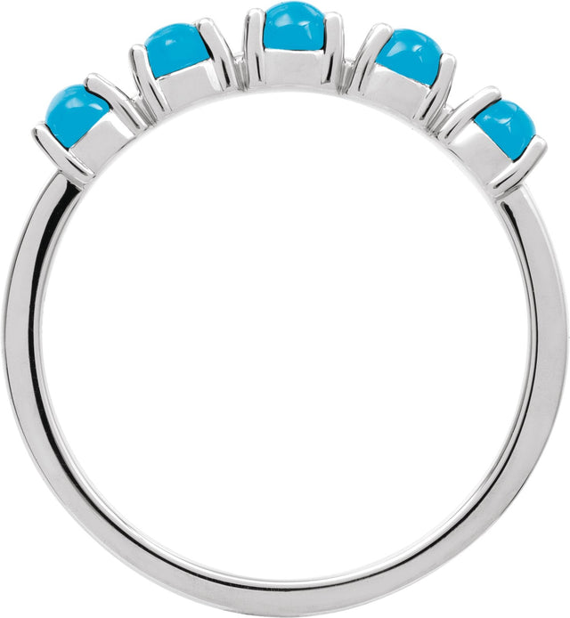 14K Gold Natural Turquoise Cabochon Stackable Ring - White Gold - view 10