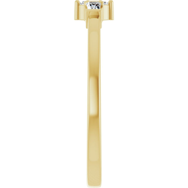 14K Gold Marquise Natural Diamond Stackable Ring - Yellow Gold - view 9