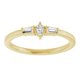 14K Gold Marquise Natural Diamond Stackable Ring - Yellow Gold - view 8