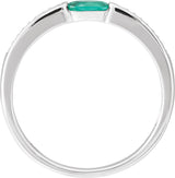 14K Gold Oval Emerald & Natural Diamond Accented Ring - view 6