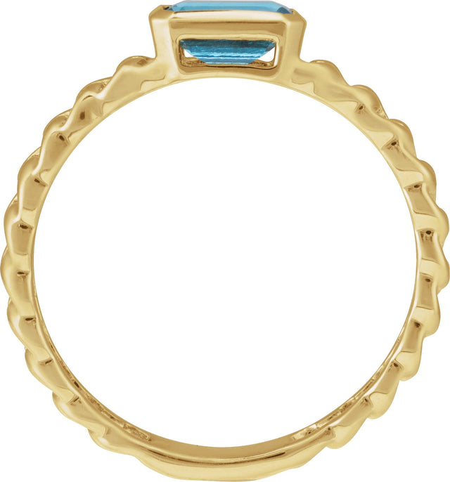 14K Gold Emerald Natural Sky Blue Topaz Solitaire Ring - Yellow Gold - view 6