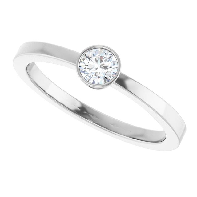 Platinum Round Natural Diamond Bezel-Set Solitaire Ring - view 10