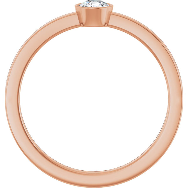 14K Gold Round Natural Diamond Bezel-Set Solitaire Ring - Rose Gold - view 7