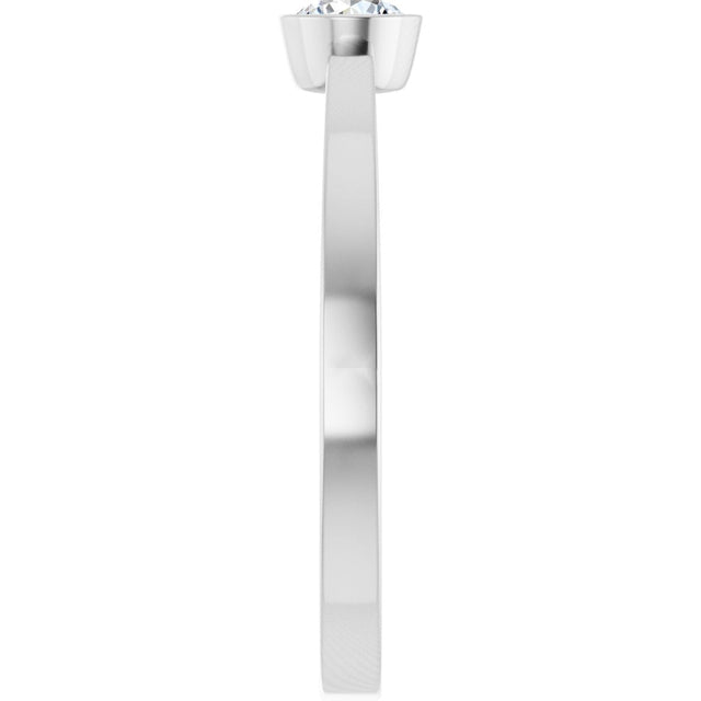 Platinum Round Natural Diamond Bezel-Set Solitaire Ring - view 9
