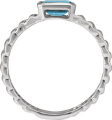 14K Gold Emerald Natural Sky Blue Topaz Solitaire Ring - White Gold - view 6