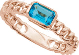 14K Gold Emerald Natural Sky Blue Topaz Solitaire Ring - Rose Gold - view 9