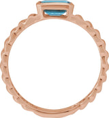 14K Gold Emerald Natural Sky Blue Topaz Solitaire Ring - Rose Gold - view 7